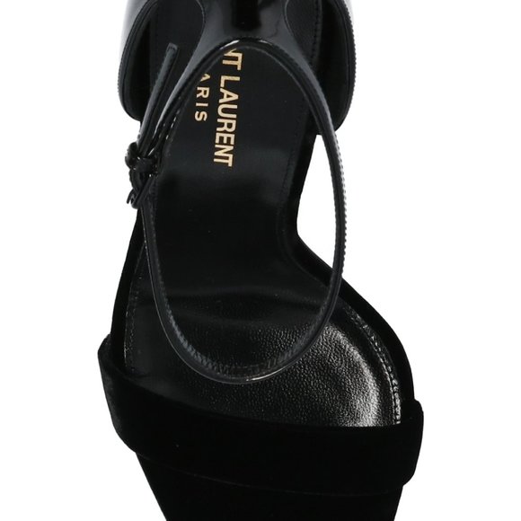 SAINT LAURENT Amber 105 Sandals - Velvet and Patent Leather - Block - 38 - Picture 6 of 8
